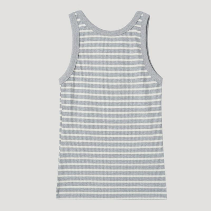 [Она S miSS] Цветная полоска, рубчатый безрукавный топ SajtSp23010 Gr