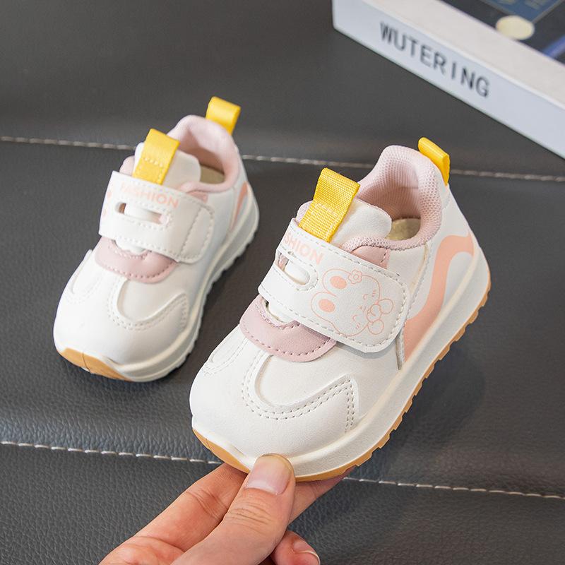 [Soft Sole Toddler Sneakers for Boys and Girls Leather Hook and Loop Non Slip Walking Shoes Casual Sport Shoes]