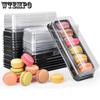 10PCS Macaron Boxes with Transparent Lids 6 Cavities Macaroon Container Gifts Packing Boxes Plastic Mini Cake Trays Storage Boxes