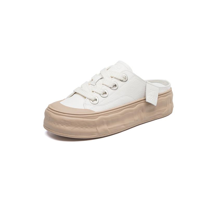 Marsoonism Color Matching Dissolving Shoes Women's Little White Shoes Leather Biscuit Shoes Casual Thick Baseplate Shoes