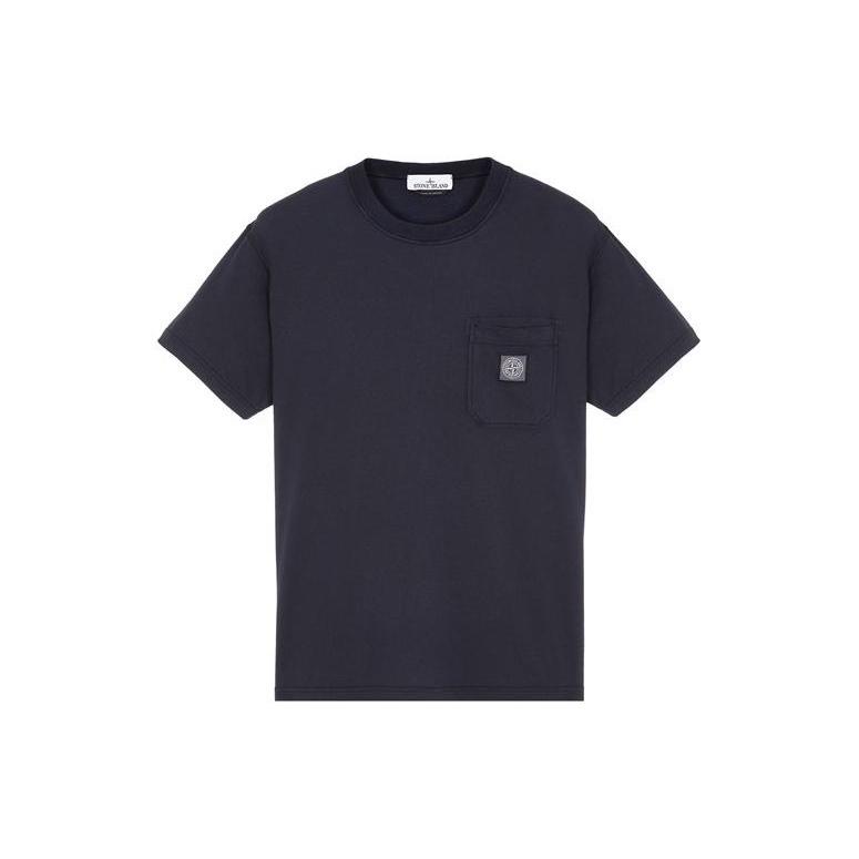 STONE ISLAND Однотонная футболка с логотипом 'Черная' Мужская 101521957-A0020