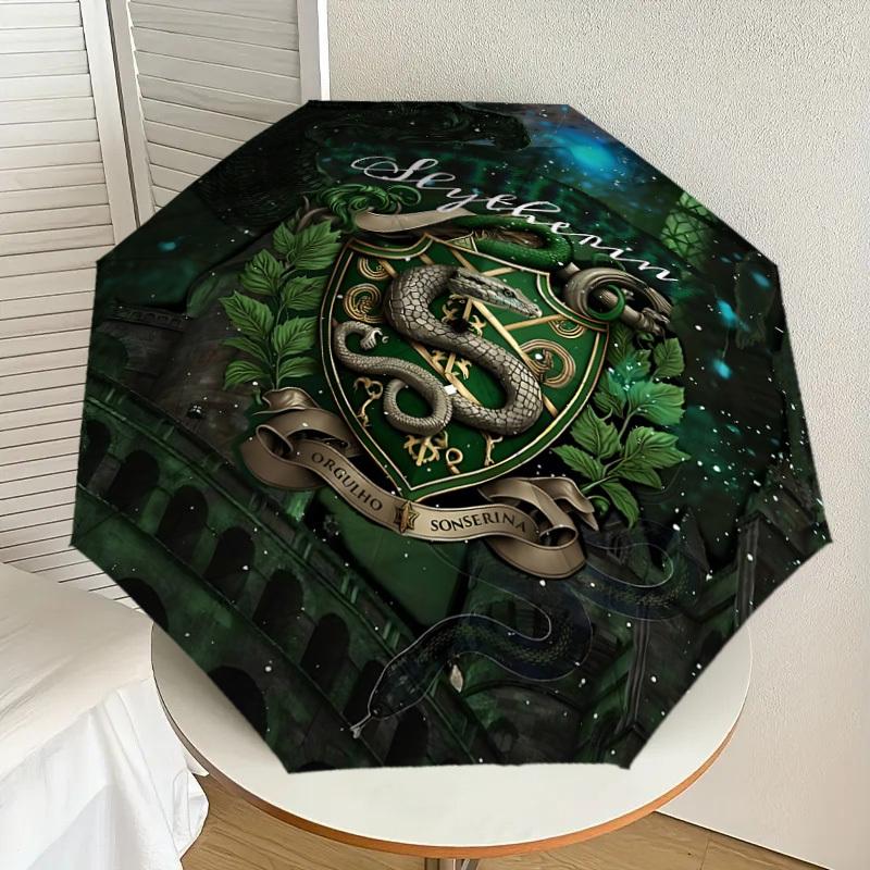 1PC Warner Slytherin Snake Automatic Open/Close Umbrella with Windproof, 17-Rib Sturdy Canopy, Durable Ribs1234A