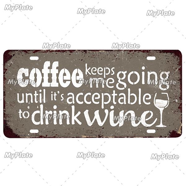 Vintage Wine & Coffee Metal Tin Sign - 15x30cm Plate, Man Cave Bar Wall Decor, Home Art Poster, 1pc