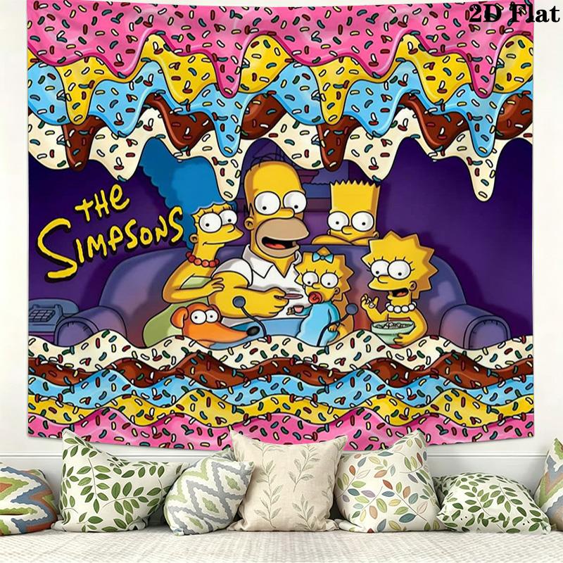 Simpsons Family Wall Tapestry Aesthetic Wall Hanging Printed Fabric Blanket Decorative Tapestries for Bedroom Living Room Home Decor