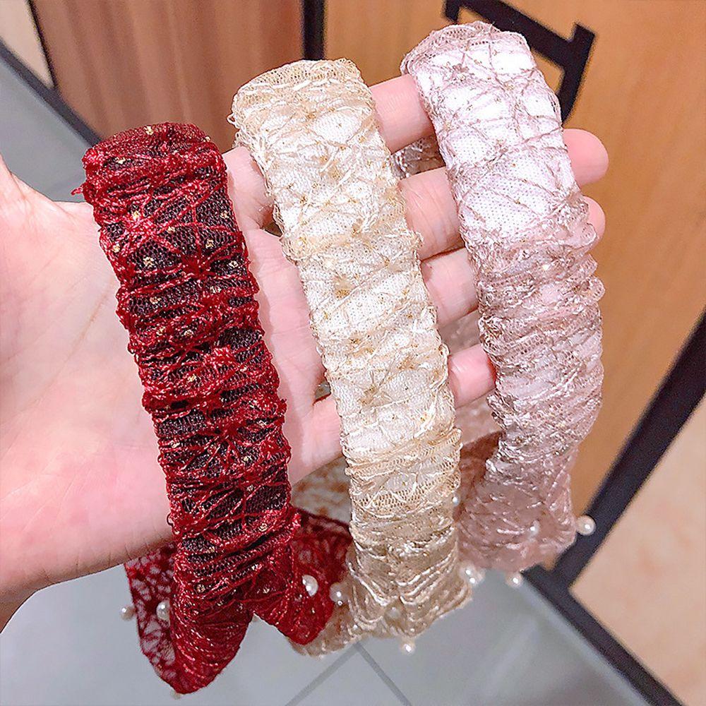 Аксессуары для волос Девочки Кружево Цветок Корейский стиль Повязки на голову Жемчуг Тюрбан Повязка на голову Женские Головные повязки