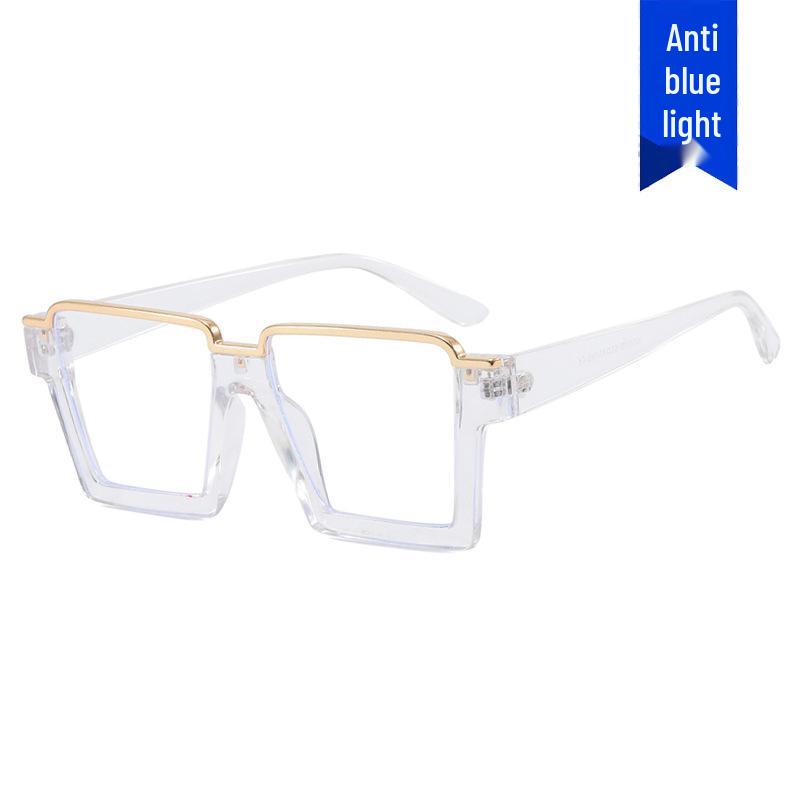 Kodon Trendy Hip Hop Flat Lens Anti-Blue Light Large Frame Eyeglasses