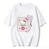 Summer Hello Kitty Cartoon Printed Short Sleeve Pure Cotton Tshirts Womens Family Matching Outfits Versatile Yk Tops Tee