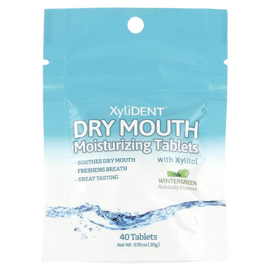 Dry Mouth Moisturizing Tablets, with Xylitol, Wintergreen, 40 Tablets