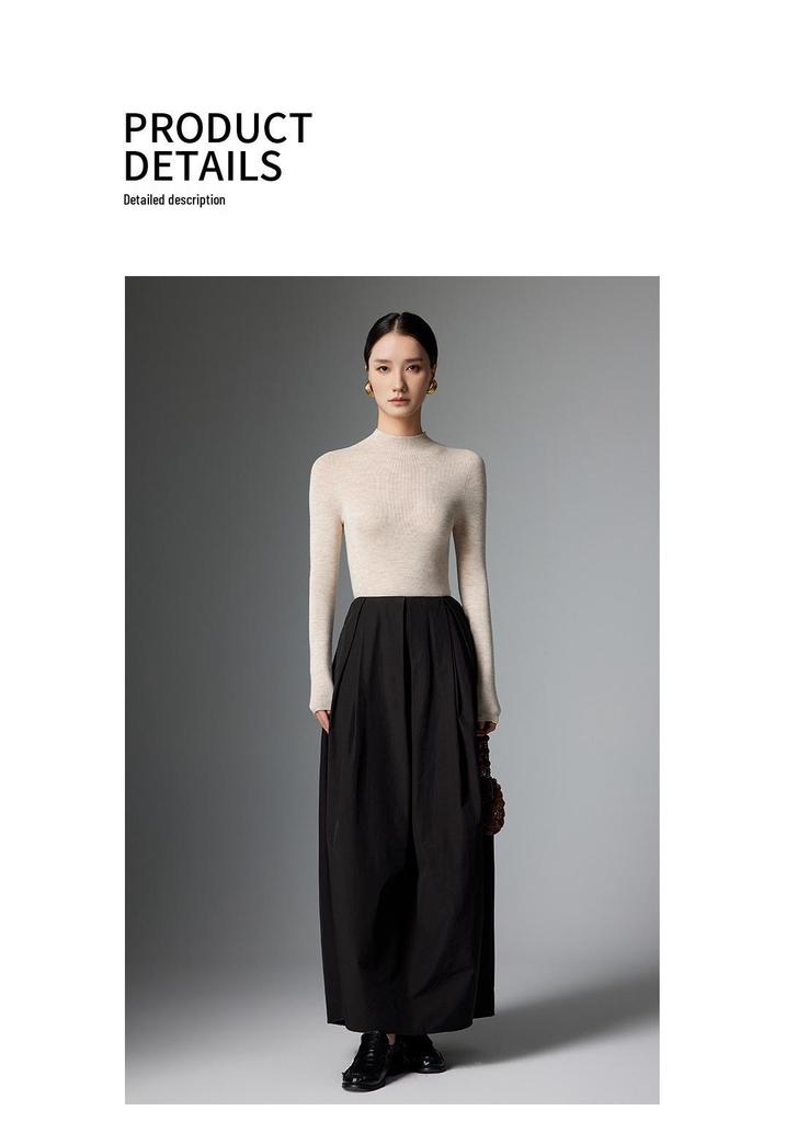 Yangzi 120 Count Superfine Merino Wool Women's Slim Fit Half-High Neck Sweater