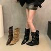Style Spicy Girl Belt Buckle Pants Leg Boots Short Boots Women'S Boots Autumn New Item Niche Design Short Boots Western Boots