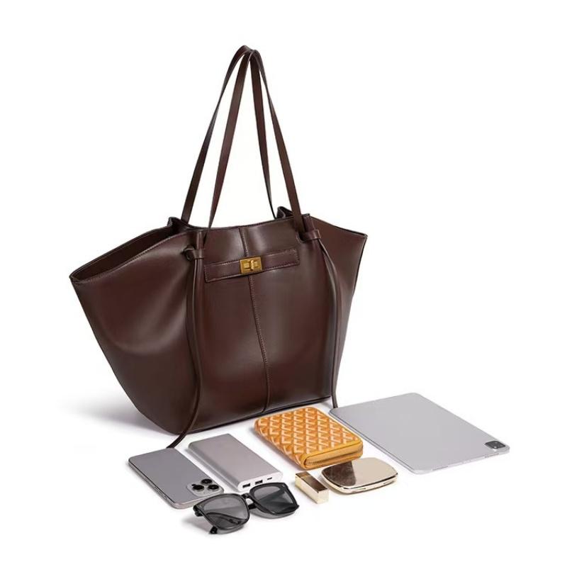 New Luxury PU Leather Large Capacity Women’s Handbags Designer Tote Bag In Vintage Underarm Bag Metal Lock Commute Shoulder Bag