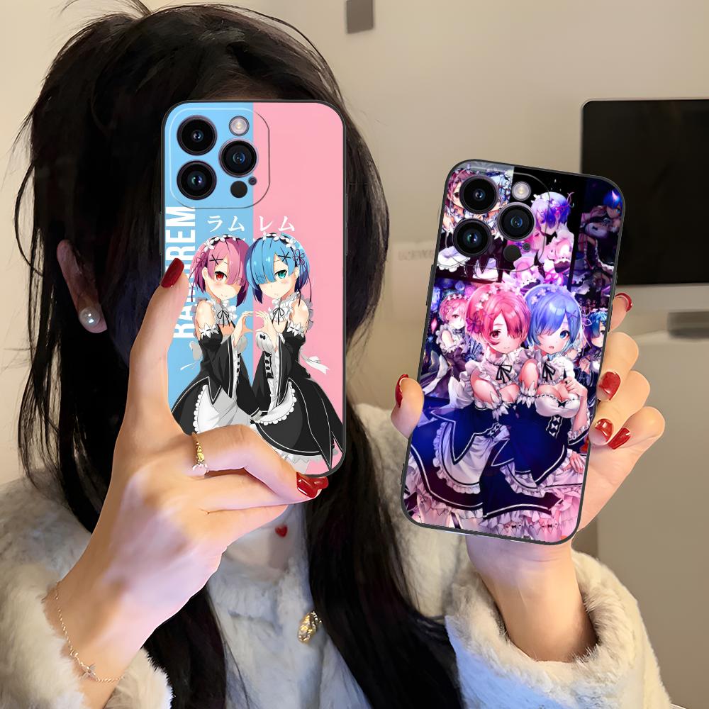 ReZero Рем Рам Матовый ТПУ Чехол для Мобильного Телефона для iPhone 17 16 15 14 13 12 11 X XR XS 8 7 Air Pro Max Plus Mini Цветная Крышка