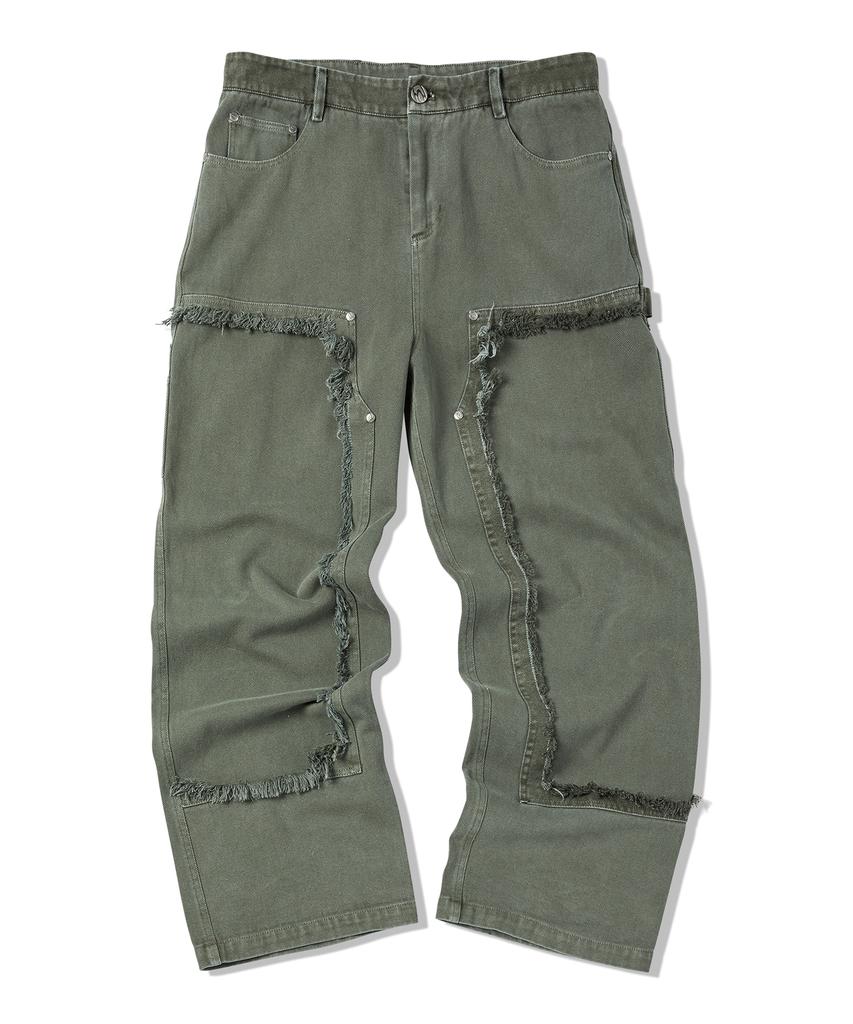 TRAVEL Distressed Twill Pigment Carpenter Pants Union Khaki