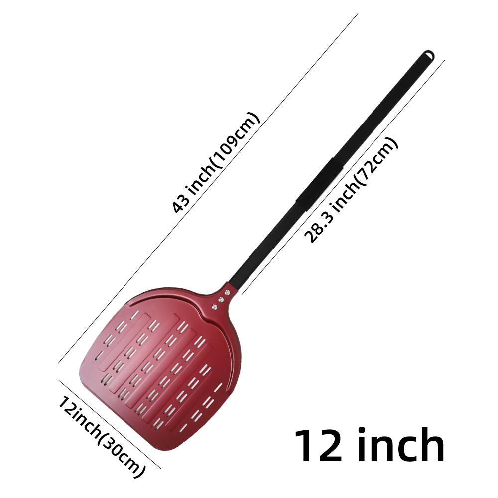 12 13 14Inch Pizza Peel Long Handle Turning Aluminum Pizza Turner Nonstick Baking Tool Perforated Paddle Kitchen Accessory