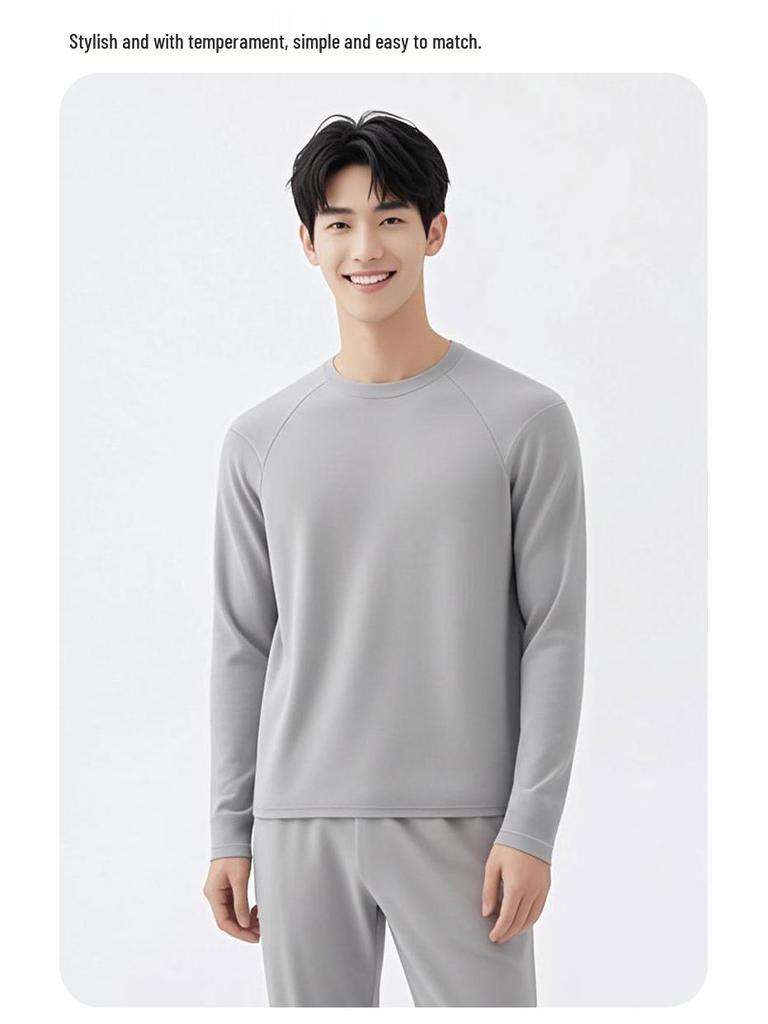 Men's Wool Air Layer Sporty Raglan T-Shirt - Warm Korean Style Cold-Proof Base Layer