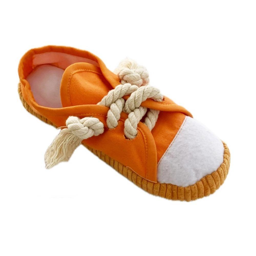 Shoe Shaped Dog Chewing Toy Clean Teeth Interactive Squeaky Dog Toy Soft Bite Resistant Pet Cotton Rope Slippers Self-Hi