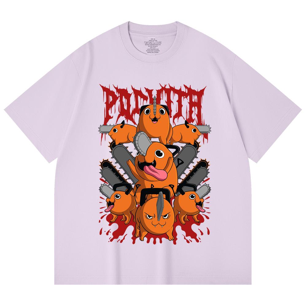 230 Gsm 100% Cotton Chainsaw Man V8 Pochita Print Unisex Heavy Cotton T Shirt
