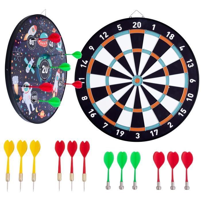 Kids Dartboard Set Double Sided Magnetic Target / Reversible Paper Space Theme