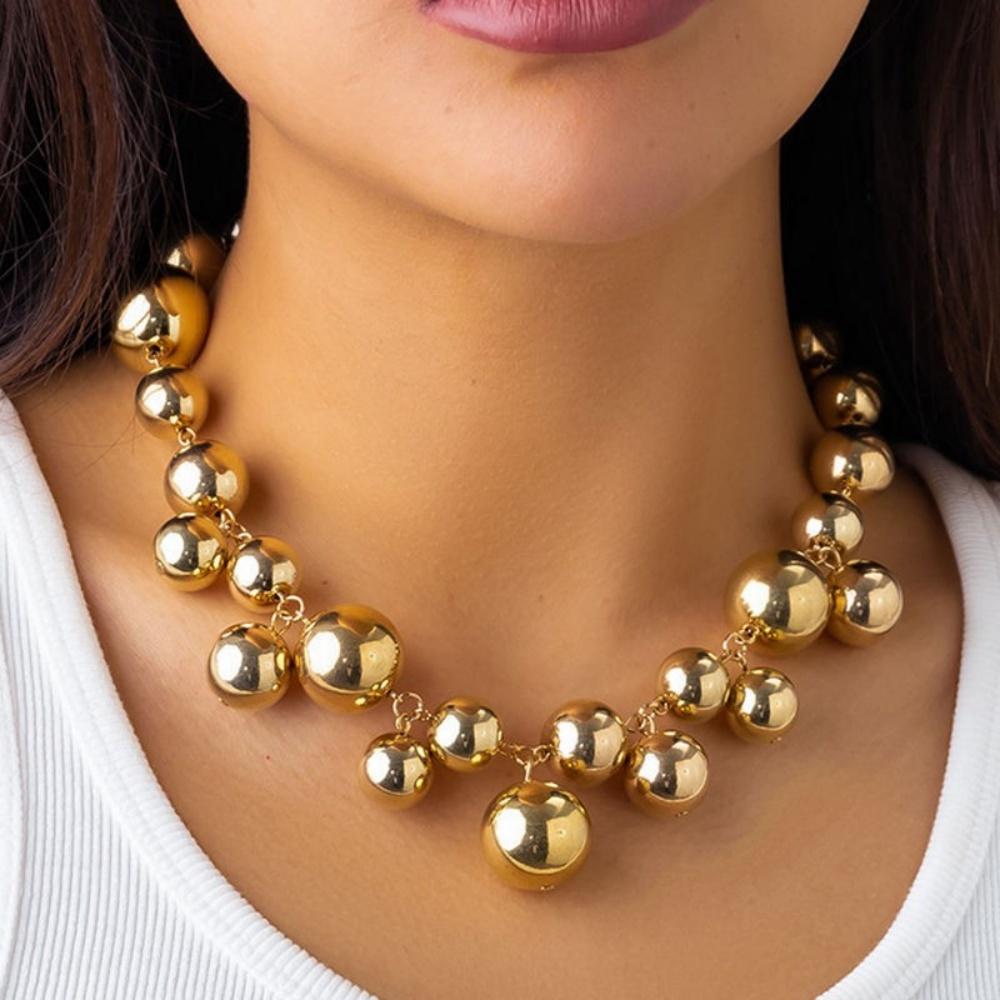 1 Piece Irregular Size Metal Ball Necklace, Niche Unique Style, Suitable for Daily Wear / Street Style / Party Accessories
