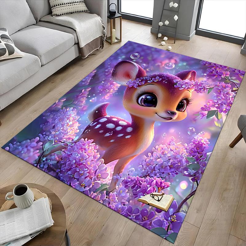 1PC Deer Flowers Extra Large Non Slip Floor carpet, Office, family, bedroom, Studio Large Area Rug Indoor Rugs