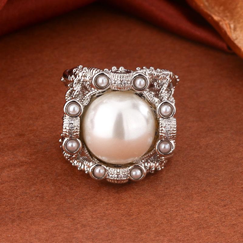 Элегантное кольцо для женщин, жемчужные модные вечерние украшения, женские свадебные украшения с регулируемым отверстием, парные кольца