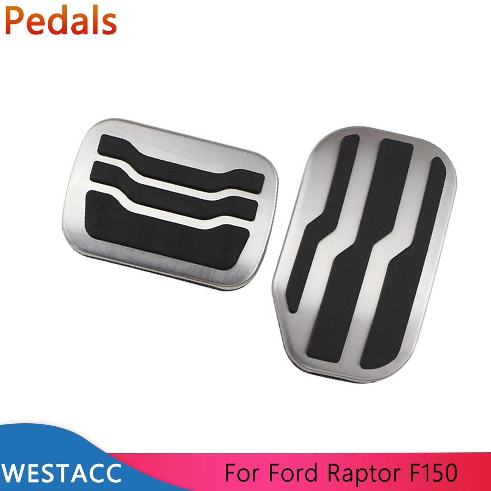 Педали из нержавеющей стали для автомобиля, акселератор, газ, педаль тормоза, защитный чехол для Ford Raptor F150 2015 - Интерьер