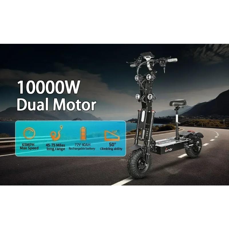 TOURSOR X14 Pro Electric Scooter, Dual 5000W Motors, 72V 40Ah Battery, 80km/h, 120km Range, 13-Inch Fat Tires, Foldable