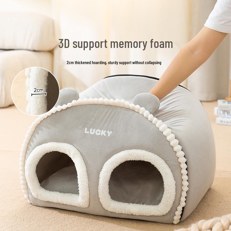 Cozy Autumn/Winter Pet Nest: Warm, Thick, Semi-Enclosed for Cats & Large Dogs