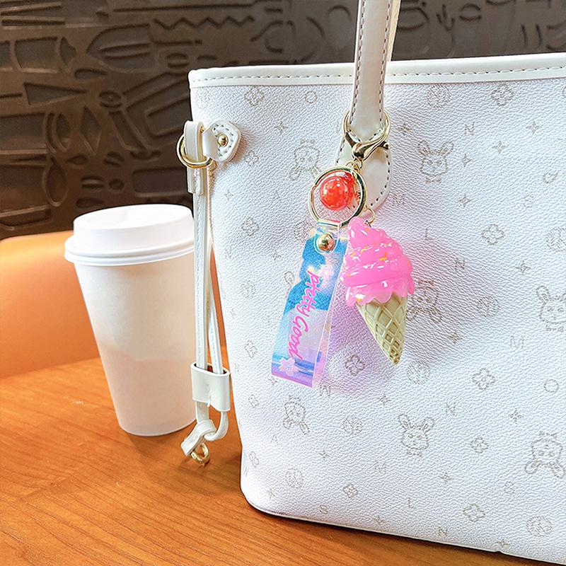 Милый креативный чехол для телефона с подсветкой в виде мороженого, наручный брелок для ключей, сумка, подвеска, аксессуары, изысканный подарок, светящиеся игрушки