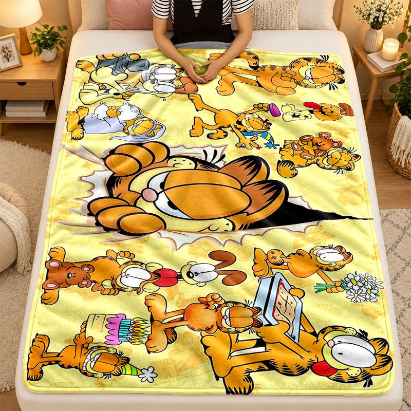 Flannel BlanketGarfield (6) Warm Soft Throw Blanket for Indoor Sofa Bed Living Room Use