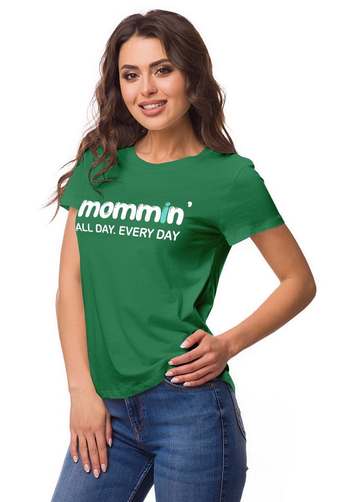 Inkmeso Футболка с круглым вырезом и коротким рукавом Mommin All Day Every Day с графическим принтом