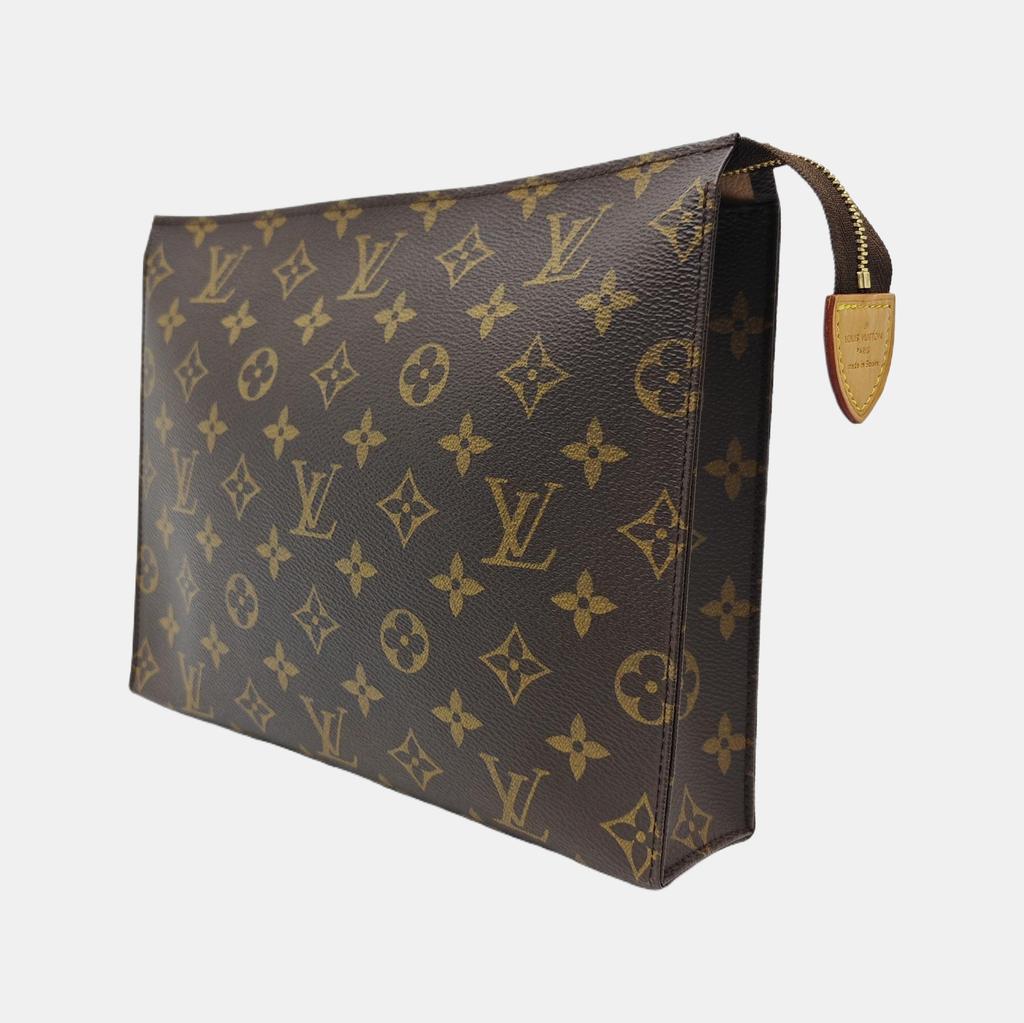 [Pre-Owned] Toiletry Pouch 26 Classic Monogram Canvas And Leather Wash Bag - Very Good #BYHCFA