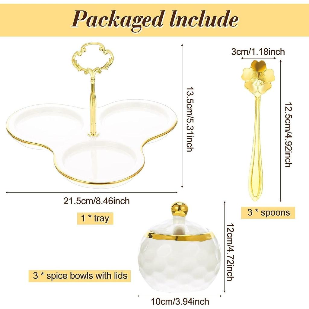 3 шт. фарфоровая сахарница для гольфа, горшок для приправы, керамический сахарница в форме гольфа с 1 лотком, контейнер для соли с крышкой и ложкой