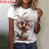 XXS-6XL Футболка больших размеров для женщин с милым рисунком животных, топы с короткими рукавами, летние повседневные модные футболки с круглым вырезом, футболки больших размеров