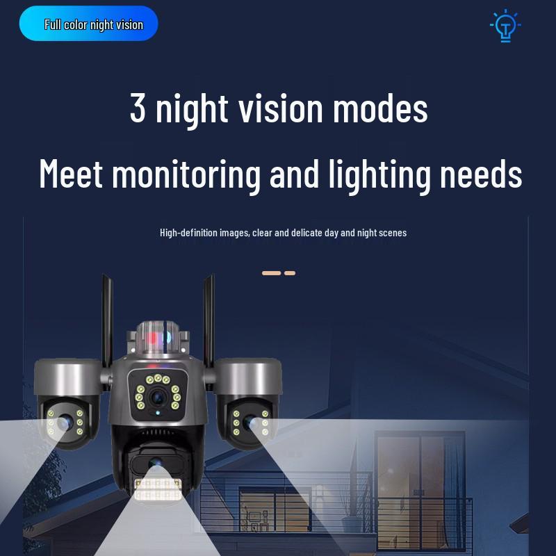 New Quad-Lens, Triple-Screen Wireless HD Night Vision Outdoor Waterproof CCTV Camera