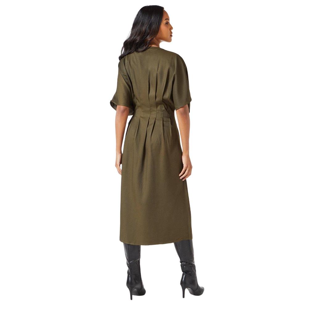 Принципы: Женское/женское платье миди из крепа со складками на талии