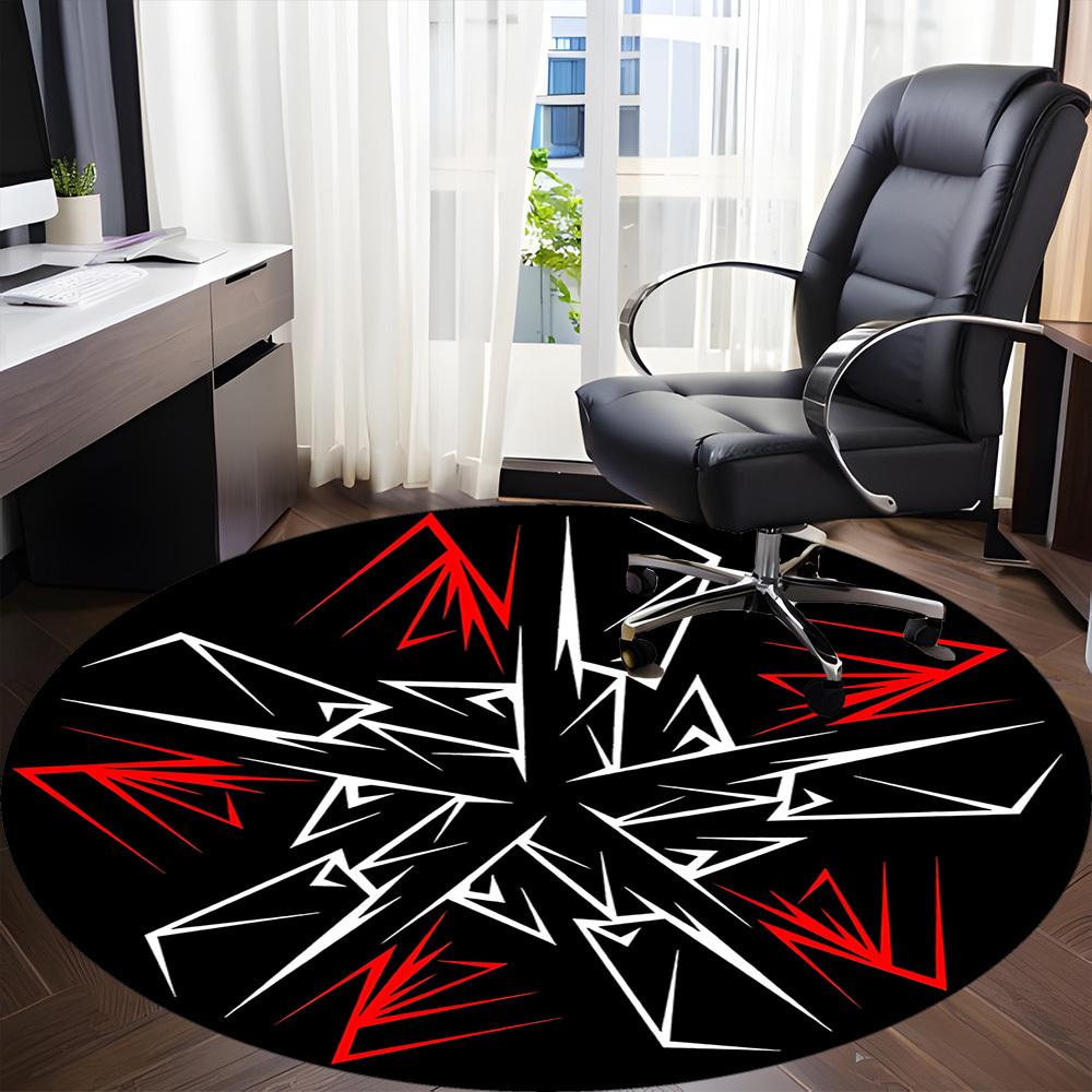 1pc Abstract Pattern Chair Carpet for Office, Round Non Slip Durable Large Size Office Carpet, Suitable for Office