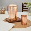 Hammered Copper Jug with Copper Glass, 1350 Ml, Copper Jug with Copper Glass, Hammered