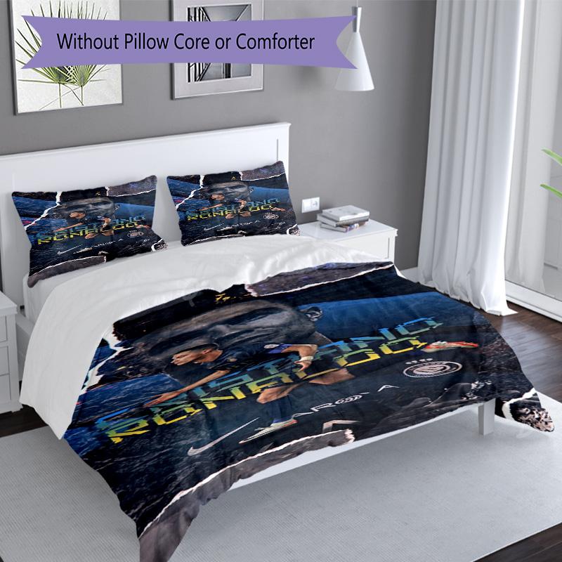 Ronaldo's Uefa Champions League Goal Celebration Bedding Set, Breathable Duvet Cover with Pillowcases, Soft Bed Linen for Bedroom Home Decoration, Per