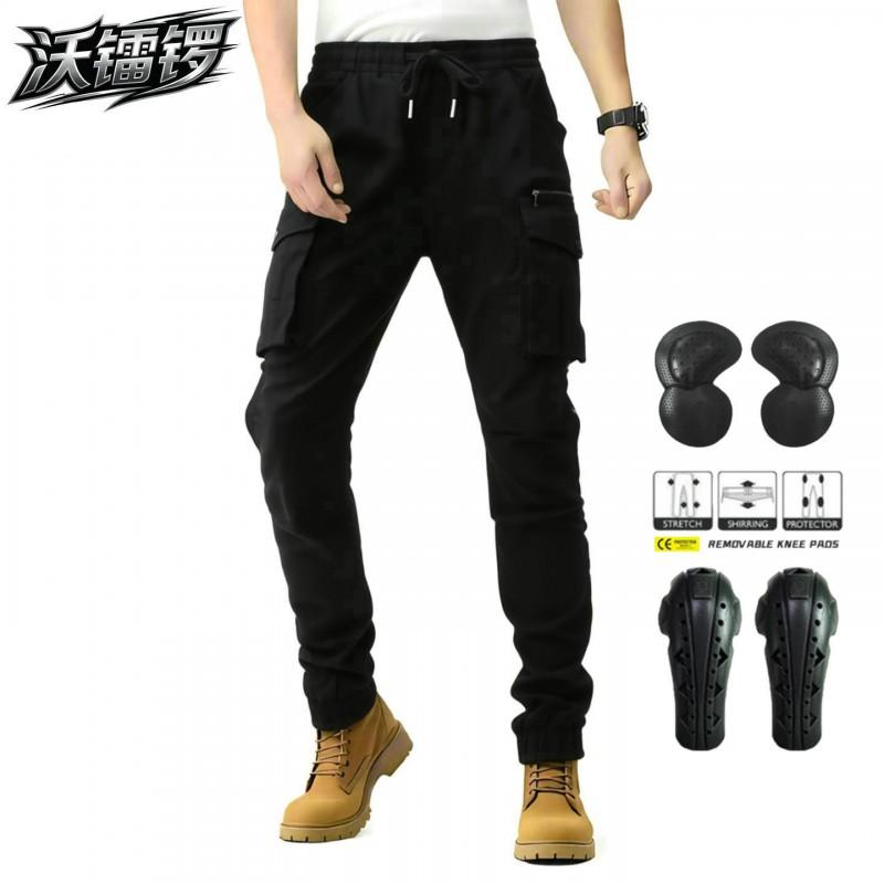 Mens Motorcycle Riding Pants Tactical Workwear Style With Multi Pockets Reinforced Knee Protection Outdoor Motorbike