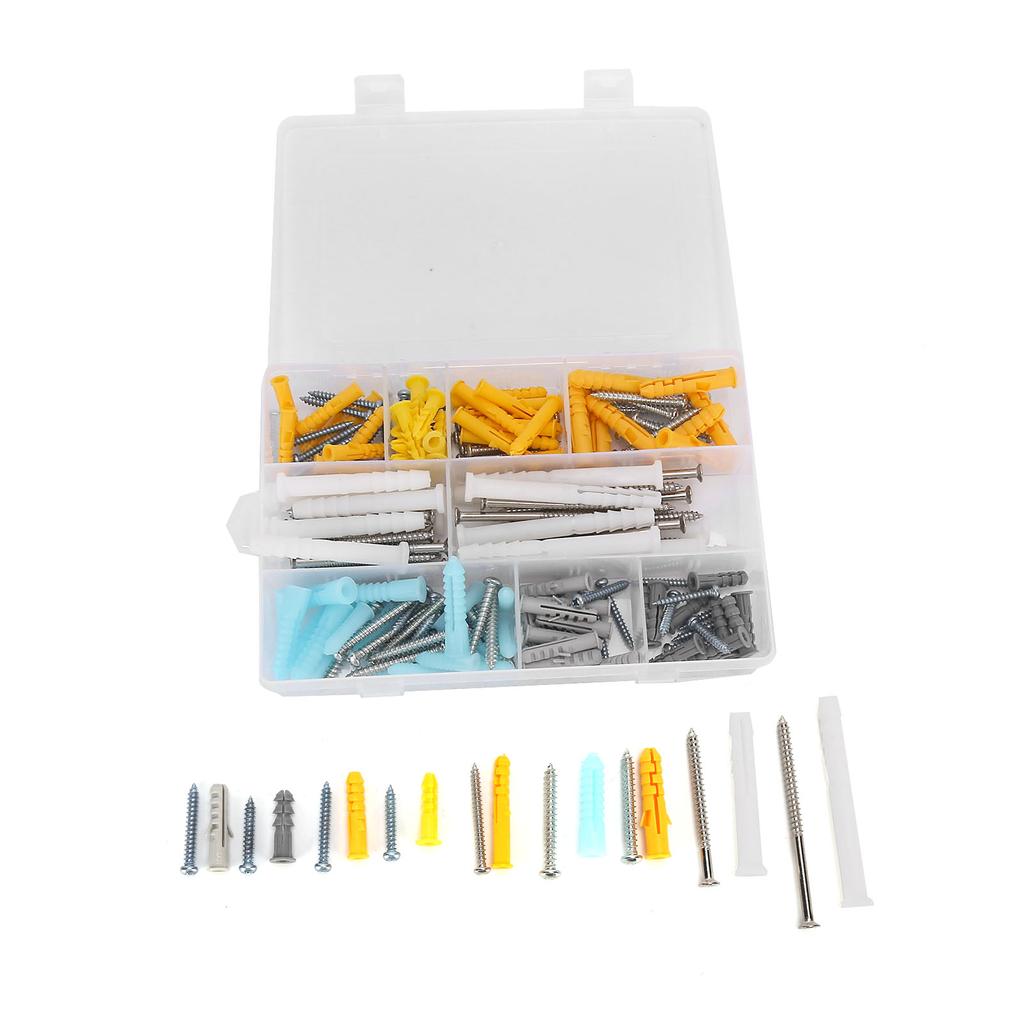 200PCS Screw Assortment Kit Self Tapping Screws with Anchors for Home Kitchen Furniture Repair Supplies200PCS