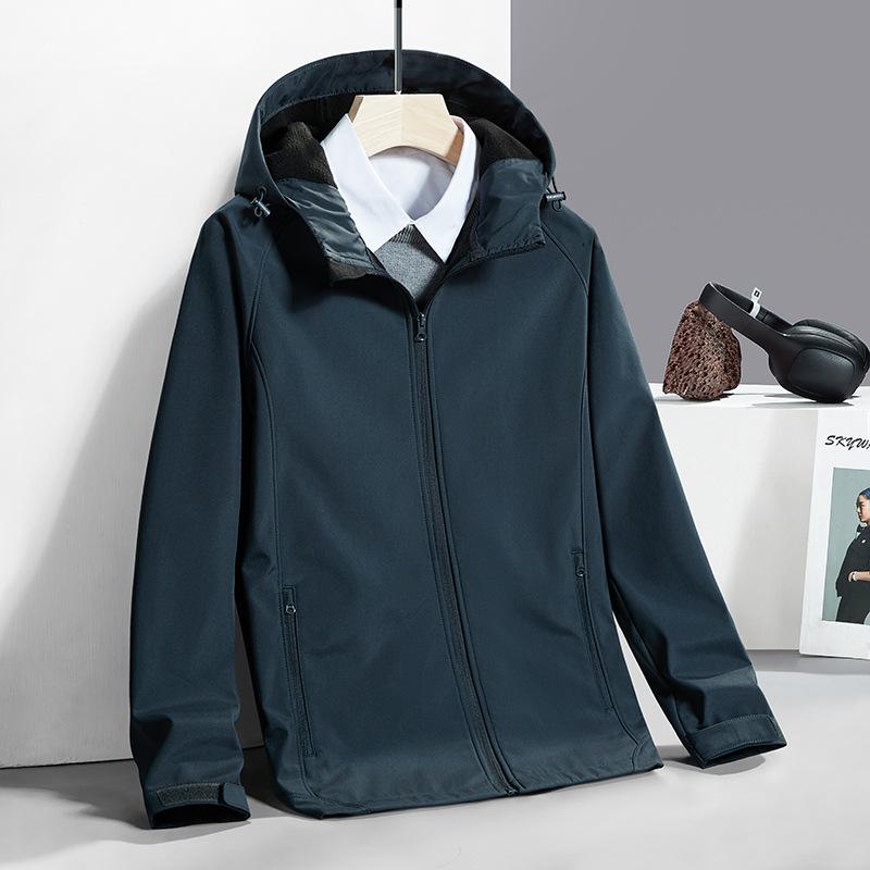 New Soft Shell Outdoor Jacket for Men and Women, Autumn and Winter Solid Color Single-sided Fleece Jacket