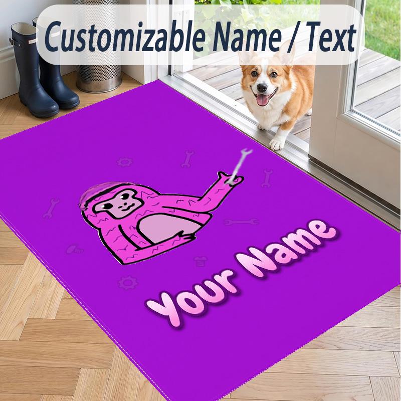 Custom Text Gorilla Tag cartoon Pattern Floor Rug Soft Indoor Carpet Mat Living Room Bedroom