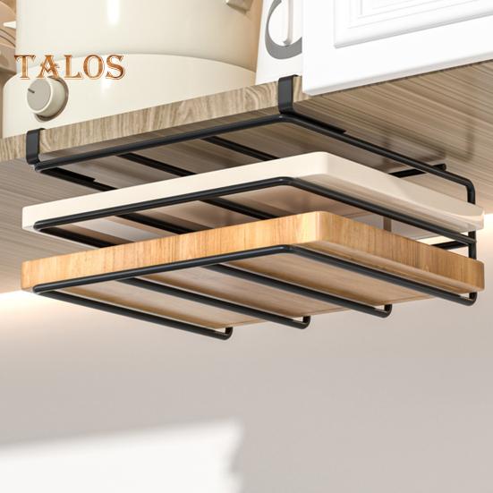 Cutting Board Organizer Storage Rack Strong Load-bearing Metal Cutting Board Organizer Space Saving Under-Shelf Chopping Board Holder