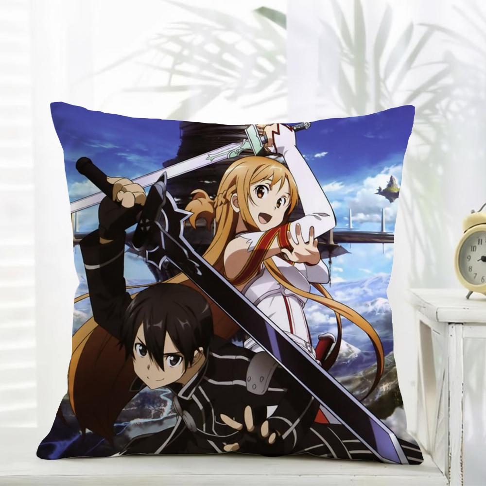 SAO Sword Art Online Чехол на подушку Ежедневная стирка Льняной наволочка Мягкий для Дивана Кровати Декор Домашней Комнаты