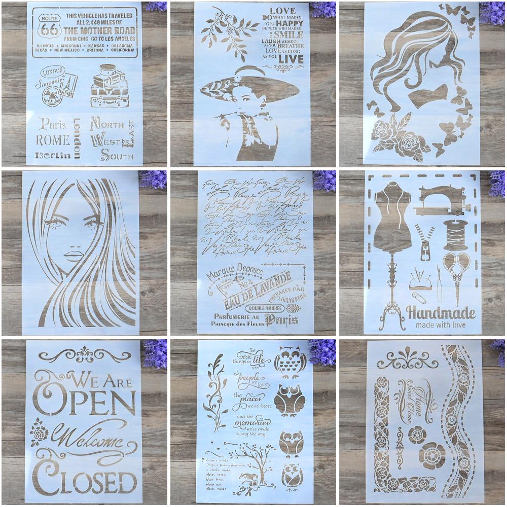 A4 Size Decorative Owl Stencil Template Painting Stencils for DIY Crafts Scrabooking Painting On Wood,Canvas,Floor,Wall and Tile