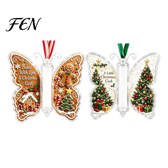 Thoughtful Gift for All Occasions 2Pcs Acrylic Butterfly Money Holder Hanging Ornaments, Decorative Cash Pendant Christmas Unique Birthday Present
