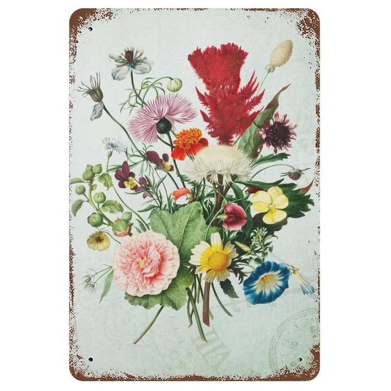 Металлическая жестяная табличка Сад Красивые цветы Винтажная жестяная табличка Цветок Лаванда Металлическая настенная панель Ретро Арт Декорация для дома Кафе Бар