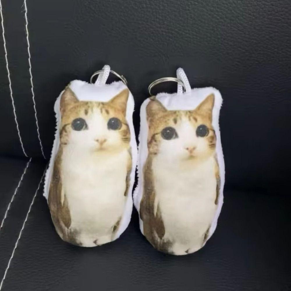 Squeeze Meowl Keyring Stuffed Animal Cat Plush Pendant Funny Cat Voice Keychain Friend Gift