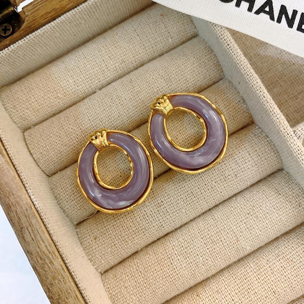 Серебряные игольчатые овальные серьги Простой дизайн Серьги из смолы Sense Fashion Personality Temperament Серьги